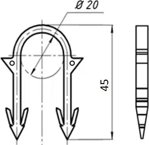 Скоба якорная для трубы в кассете 12-20мм Valtec VT.KS.P.1620 Скоба якорная для трубы в кассете 12-20мм Valtec VT.KS.P.1620, 2