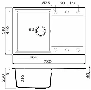 Мойка кухонная Omoikiri Daisen 78T-PL платина 4993525 Мойка кухонная Omoikiri Daisen 78T-PL платина 4993525, 2