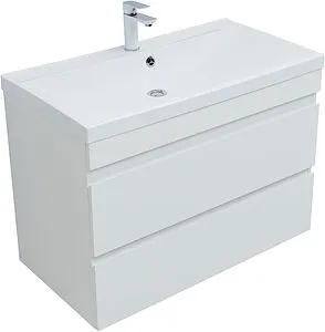 Тумба-умывальник подвесная Aquanet Нота New 90 белый глянец 00335419+00284114 Тумба-умывальник подвесная Aquanet Нота New 90 белый глянец 00335419+00284114, 5