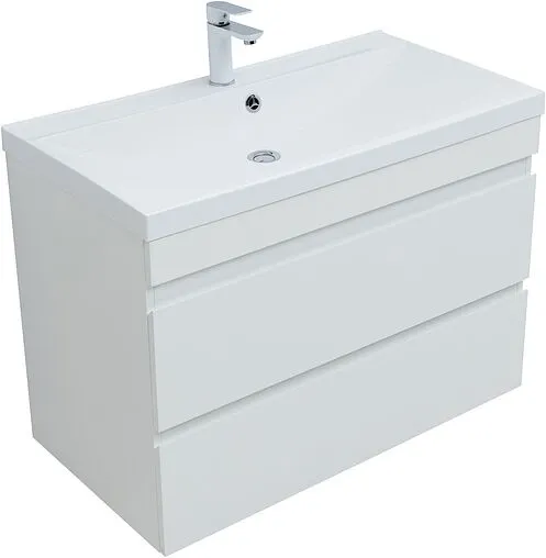 Тумба-умывальник подвесная Aquanet Нота New 90 белый глянец 00335419+00284114