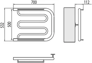 Полотенцесушитель водяной Terminus Фокстрот 1&quot; БШ 500х700 полированная сталь 4620768881077, 2