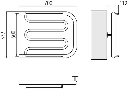 Полотенцесушитель водяной Terminus Фокстрот 1&quot; БШ 500х700 полированная сталь 4620768881077