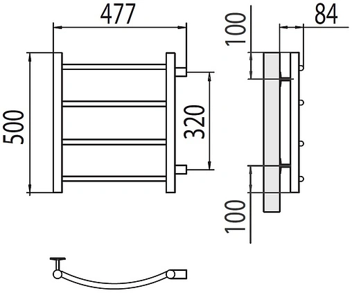 Полотенцесушитель водяной лесенка Terminus Классик П4 400х500 бп320 полированная сталь 4670078530189