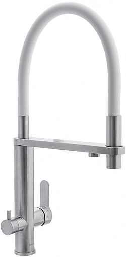 Смеситель для кухни с подключением к фильтру Swedbe Selene Plus нержавеющая сталь/белый 8441М
