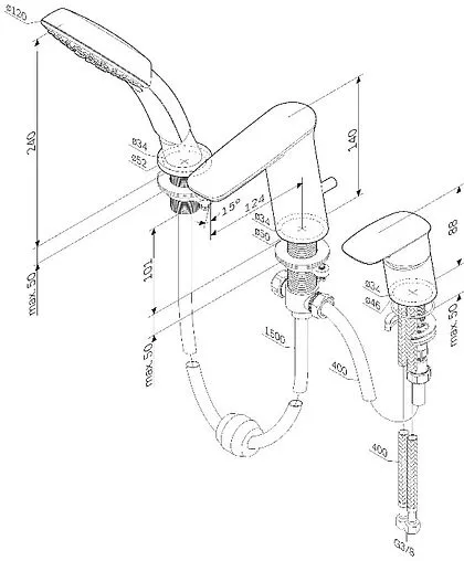 Смеситель на борт ванны на 3 отверстия Am.Pm Inspire 2.0 хром F50A01300