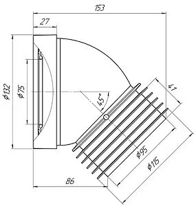 Патрубок для унитаза Ани Пласт 45° W4228 Патрубок для унитаза Ани Пласт 45° W4228, 2