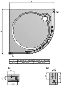 Душевое ограждение 900x900мм прозрачное стекло Roltechnik Exclusive Line ECR2N/900 561-9000000-00-02 Душевое ограждение 900x900мм прозрачное стекло Roltechnik Exclusive Line ECR2N/900 561-9000000-00-02, 3