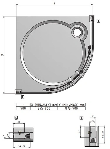 Душевое ограждение 900x900мм прозрачное стекло Roltechnik Exclusive Line ECR2N/900 561-9000000-00-02