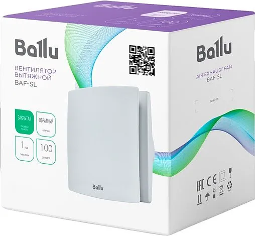 Вентилятор вытяжной Ballu BAF-SL 100 V белый