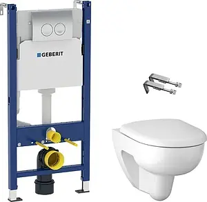 Комплект 5 в 1 Geberit Renova Rimfree 500.124.TC.R с кнопкой Delta 21 хром глянцевый Комплект 5 в 1 Geberit Renova Rimfree 500.124.TC.R с кнопкой Delta 21 хром глянцевый, 1