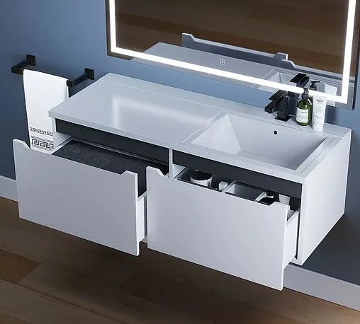 Тумба под умывальник подвесная Uperwood UPD Tanos 120 R белый с графитовыми вставками 291020264 Тумба под умывальник подвесная Uperwood UPD Tanos 120 R белый с графитовыми вставками 291020264