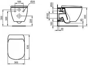Унитаз подвесной безободковый Ideal Standard Tesi AquaBlade белый ZZ0001 Унитаз подвесной безободковый Ideal Standard Tesi AquaBlade белый ZZ0001, 2