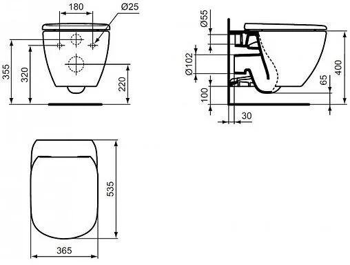 Унитаз подвесной безободковый Ideal Standard Tesi AquaBlade белый ZZ0001