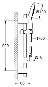 Душевая стойка Grohe Power&Soul 130 хром 27738000, 2