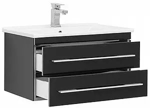 Тумба-умывальник подвесная Aquanet Верона N 75 чёрный 00186291+00182319, 2