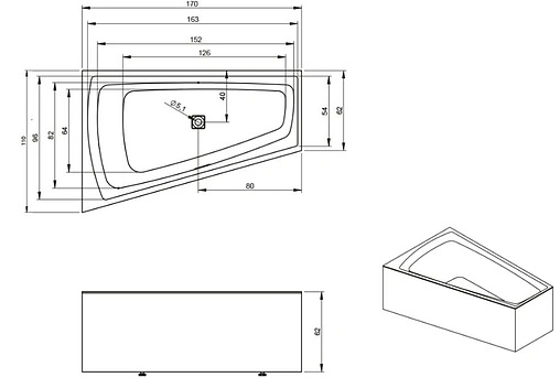 Ванна акриловая Riho STILL SMART ELITTE 170x110 R B101008005