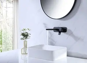 Смеситель для раковины из стены Lemark Ursus чёрный матовый LM7226BL, 3