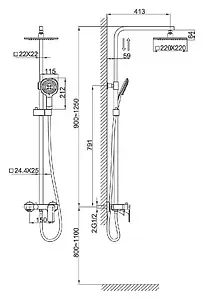 Душевая система со смесителем для ванны D&K Berlin.Tourto золото DA1433703A01 Душевая система со смесителем для ванны D&K Berlin.Tourto золото DA1433703A01, 2