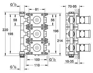 Скрытая часть переключающего вентиля Grohe Rapido C 35031000 Скрытая часть переключающего вентиля Grohe Rapido C 35031000, 2