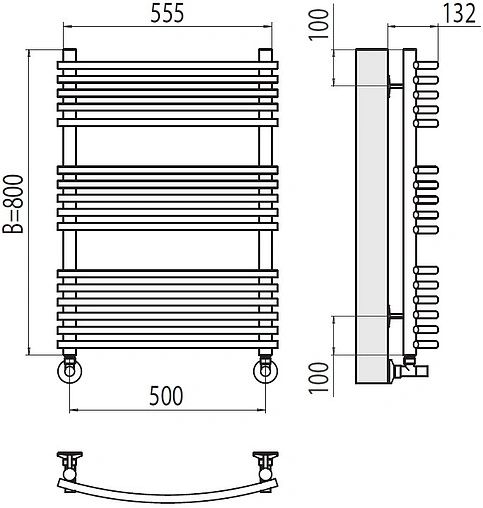 Полотенцесушитель водяной лесенка Terminus Марио П16 500х800 полированная сталь 4670078530738