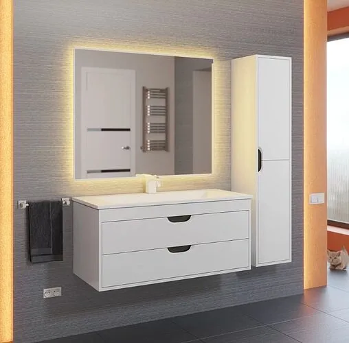 Тумба под умывальник подвесная Uperwood UPD Modul 95 белый с графитовыми вставками 2930205356 Тумба под умывальник подвесная Uperwood UPD Modul 95 белый с графитовыми вставками 2930205356