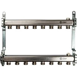 Группа коллекторная распределительная 8 отводов 1&quot;в/в x ¾&quot;ек Stout SMS 0923 000008, 1