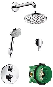 Душевая система с термостатом для душа Hansgrohe Croma 160 1jet хром 26473000 Душевая система с термостатом для душа Hansgrohe Croma 160 1jet хром 26473000, 1