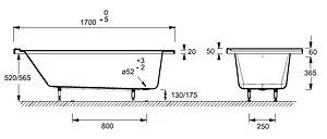 Ванна акриловая Jacob Delafon Formilia 170x80 L E6139L-00, 4