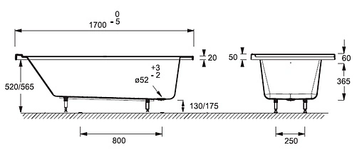 Ванна акриловая Jacob Delafon Formilia 170x80 L E6139L-00