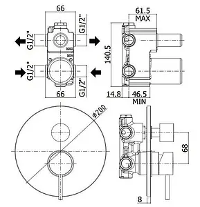 Смеситель для ванны скрытого монтажа Paffoni Light чёрный матовый LIG018NO Смеситель для ванны скрытого монтажа Paffoni Light чёрный матовый LIG018NO, 2