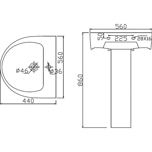 Раковина BelBagno Flay-R 56 белый BB0115L