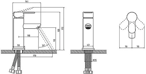 Смеситель для раковины Osgard Hugg Black чёрный матовый 12013 Смеситель для раковины Osgard Hugg Black чёрный матовый 12013