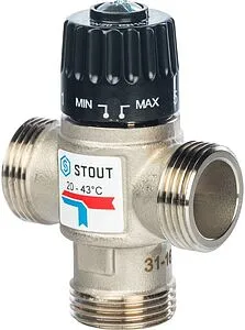 Трехходовой термостатический смесительный клапан 1" +20...+43°С Kvs 1.6 Stout SVM-0020-164325 Трехходовой термостатический смесительный клапан 1" +20...+43°С Kvs 1.6 Stout SVM-0020-164325, 1
