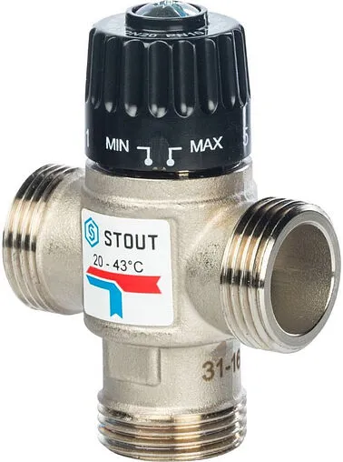 Трехходовой термостатический смесительный клапан 1&quot; +20...+43°С Kvs 1.6 Stout SVM-0020-164325