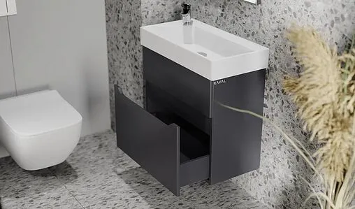 Тумба под умывальник подвесная Raval Brik 65 антрацит Brk.01.65/P/A/RL