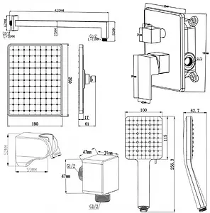 Душевая система со смесителем для душа Swedbe Platta чёрный матовый 5555B, 2