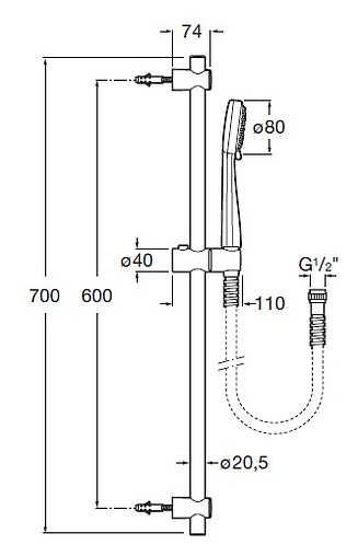 Душевая штанга Roca Stella 65 хром 5B0205C00