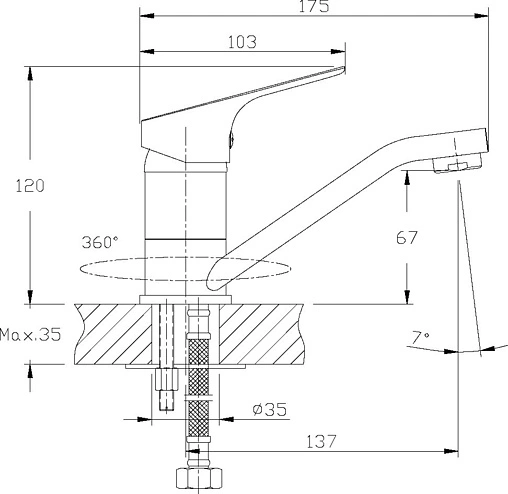 Смеситель для раковины Rossinka хром RS29-22