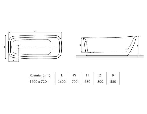 Ванна акриловая отдельностоящая Excellent Elida 160x72 WAEX.ELI16WH