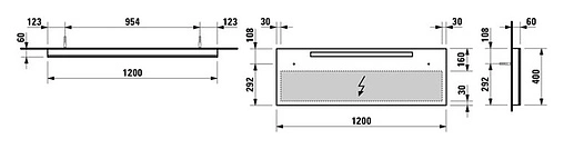 Зеркало с подсветкой Laufen Alessi one 120 с подогревом 4.4843.1.097.200.1