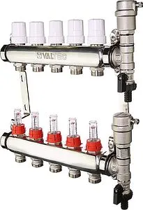 Группа коллекторная с расходомерами 5 отводов 1&quot;в/в x ¾&quot;ек Valtec VTc.589.EMNX.0605, 1