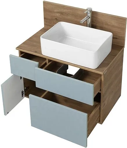 Тумба-умывальник подвесная Aquaton Мишель 80 фьорд/дуб рустикальный 1A2568K3MIDR0
