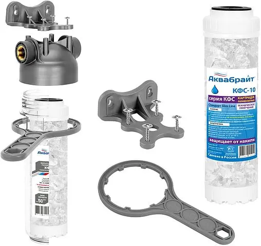 Дозатор полифосфата 1&quot;в x 1&quot;в Slim Line 10&quot; Аквабрайт АБФ-КФС-1