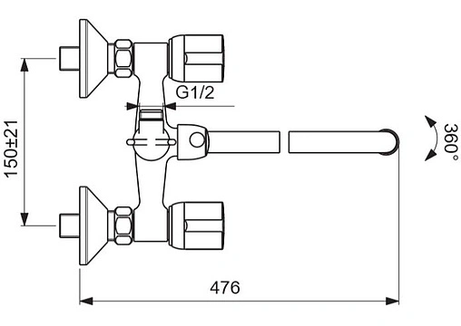 Смеситель для ванны с длинным изливом Vidima Eco хром BA164AA