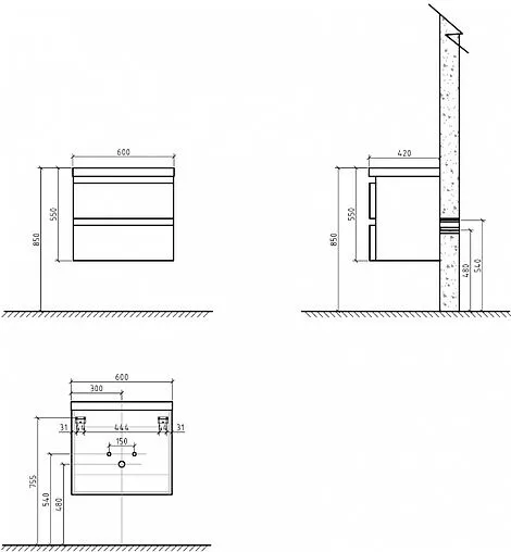 Тумба под умывальник подвесная BelBagno ENERGIA-N 60 Bianco Lucido ENERGIA-N-600-2C-SO-BL