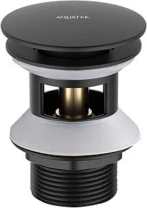 Выпуск автоматический для раковины с переливом Aquatek чёрный матовый AQ6002MB Выпуск автоматический для раковины с переливом Aquatek чёрный матовый AQ6002MB, 1