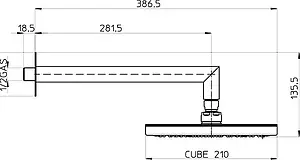 Лейка верхнего душа с настенным креплением Bossini Cube 210 хром H60720.030, 2