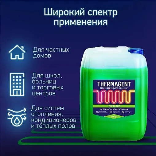 Теплоноситель (Антифриз) пропиленгликоль Thermagent EKO -30 10кг 602270