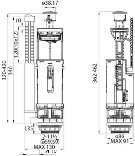 Комплект арматуры для бачка двухрежимный ½&quot; пластик нижний IDDIS Optima Home тип B F012400-02K