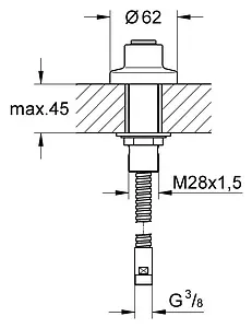 Шланговое подключение для установки на борт ванны Grohe хром 27151000 Шланговое подключение для установки на борт ванны Grohe хром 27151000, 2